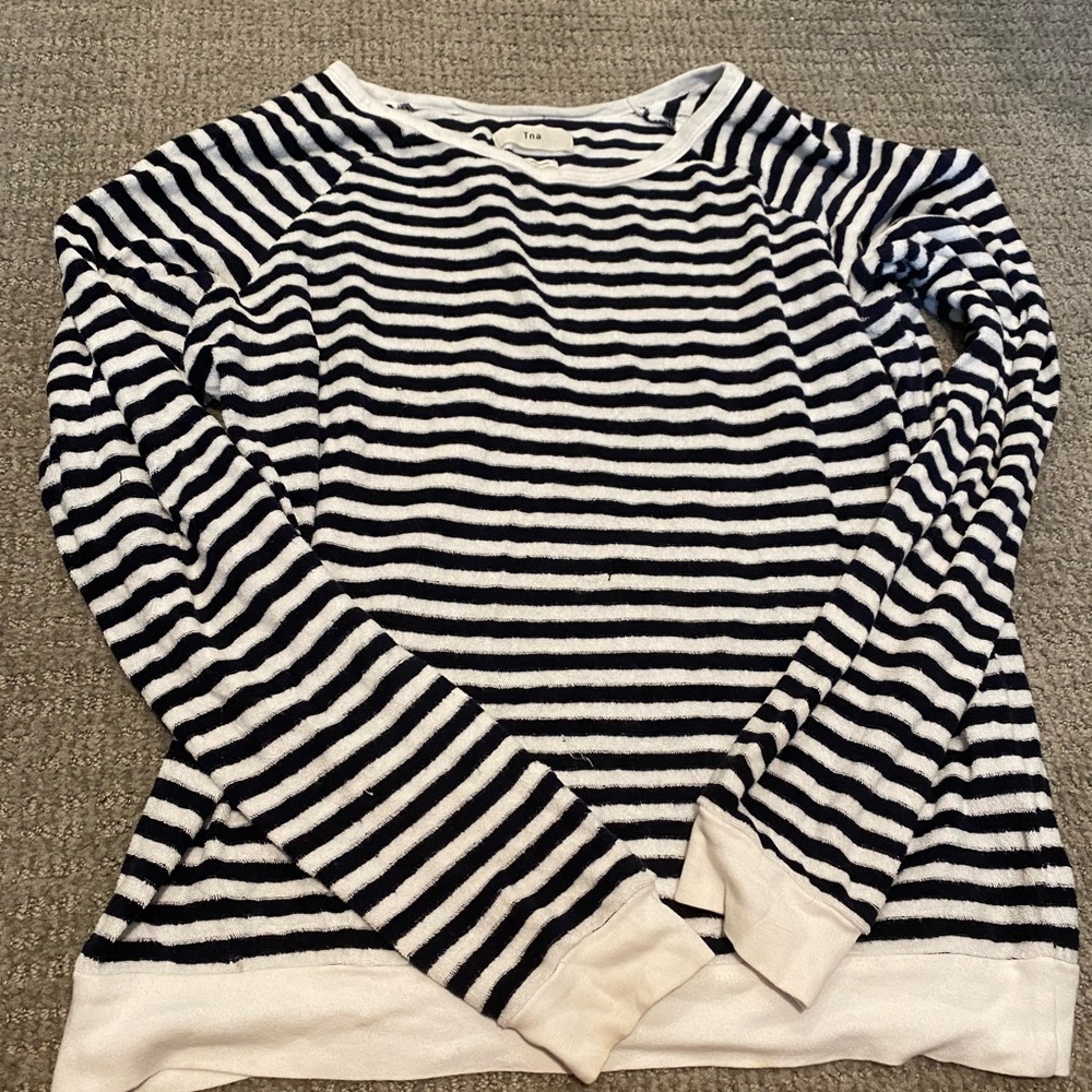 TNA Aritizia Terry Cloth Striped Sweatshirt